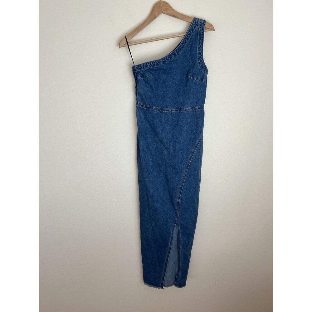 Forever 21 S Small Jean Dress Midi Maxi Denim One Shoulder Western Minimalist